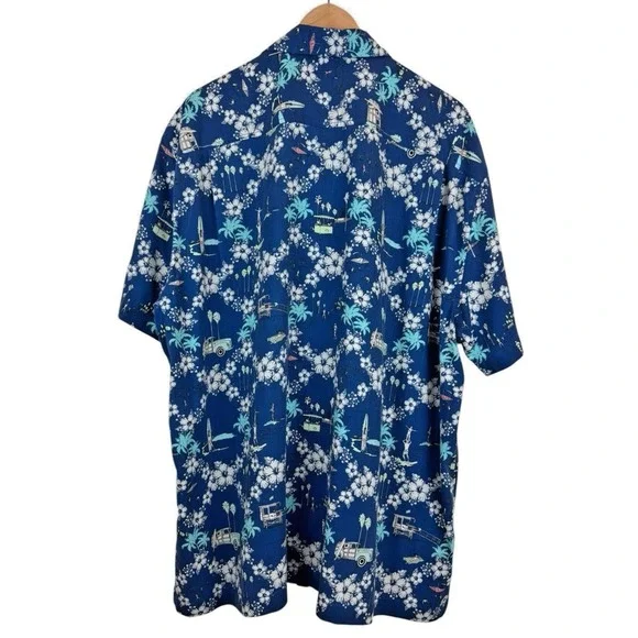 Tommy Bahama Men XXL Hawaiian Shirt Vintage Beach Scenes Retro Surf‎ 100% Silk
